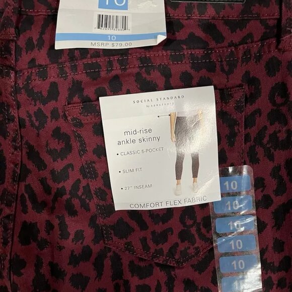 social standard by sanctuary womens skinny jeans size 10 leopard print maroon - Picture 3 of 5